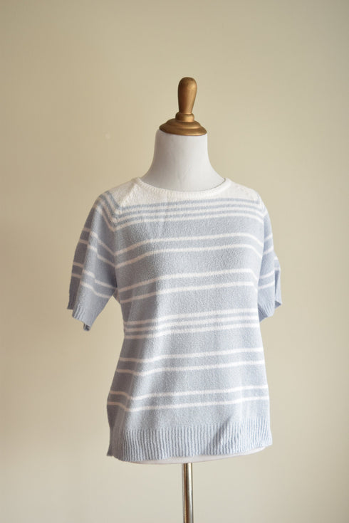 Pale Blue Striped Sweater Tee