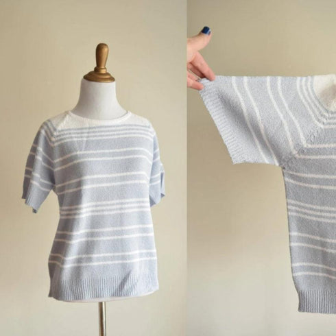 Pale Blue Striped Sweater Tee