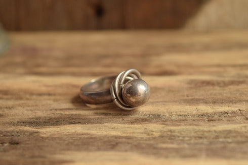 Modernist Ball Ring Size 9 with rings