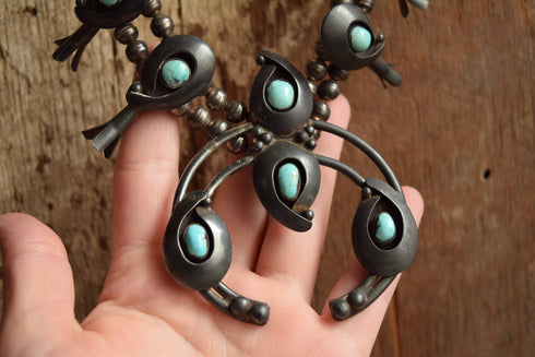 Turquoise Squash Blossom Necklace - Native American