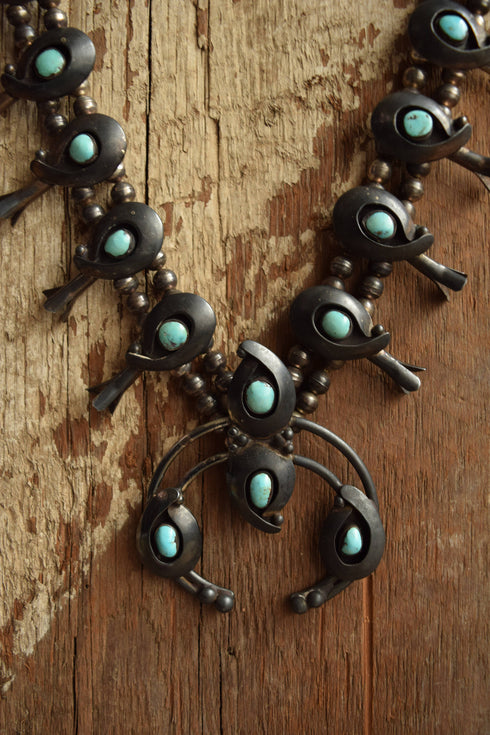 Turquoise Squash Blossom Necklace - Native American