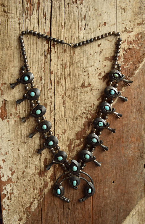 Turquoise Squash Blossom Necklace - Native American