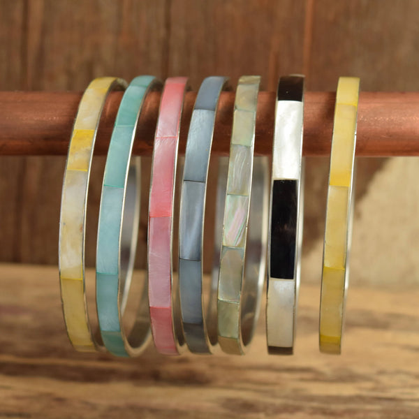 Vintage Shell Bangle Bracelet - Pick your color!