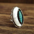 Mother of Pearl and Carved Turquoise Ring by Florentine Panteah Zuni Native American Signed F. Panteah