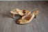 Size 7 1/2 Nude Woven Yellow Peep Toe Heels / Vintage Bruno Magli