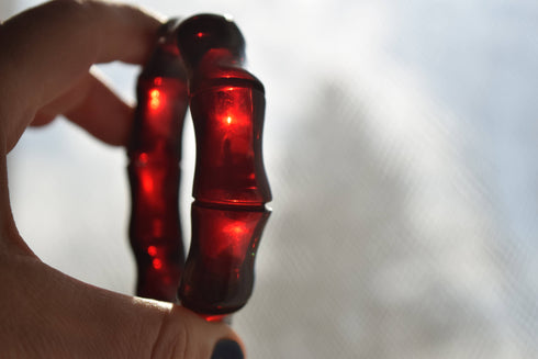 Red Prystal Bamboo Bakelite