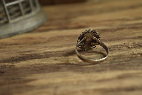 Abalone Shell Ring - Size 8 Mexican Silver