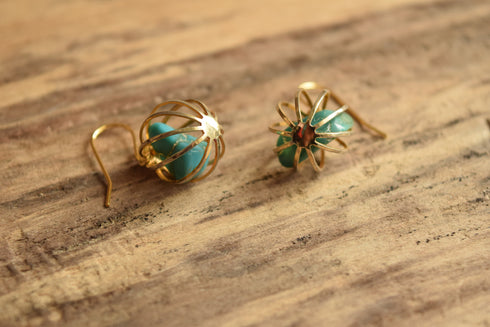 Caged Turquoise Dangle Earrings