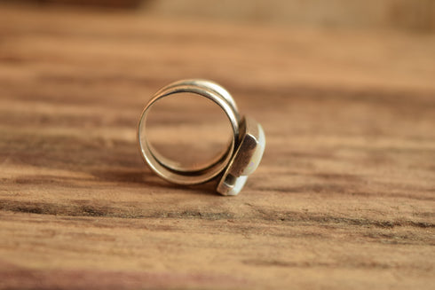 Opal Ring Size 7 - Modernist Two Stone Opal