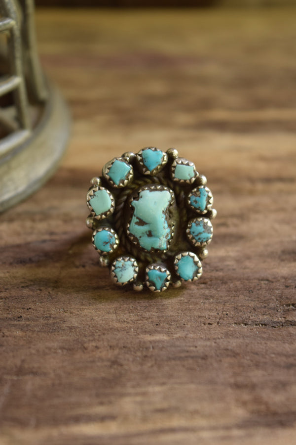 Pale Turquoise Cluster Ring Size 6
