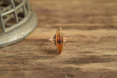 Banded Agate 10k Gold Ring - Size 6