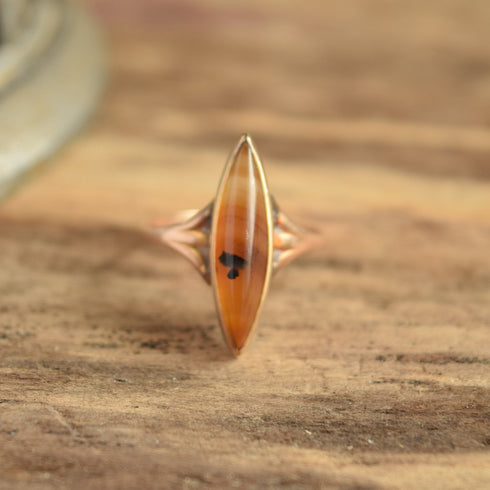 Banded Agate 10k Gold Ring - Size 6