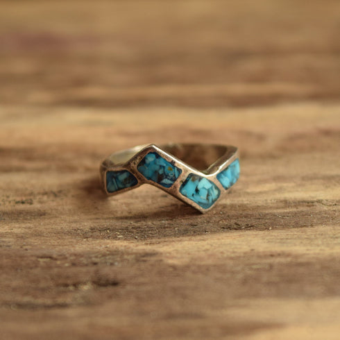 ZigZag Southwestern Ring - Size 6.75 Geometric Faux Turquoise Ring