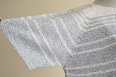 Pale Blue Striped Sweater Tee