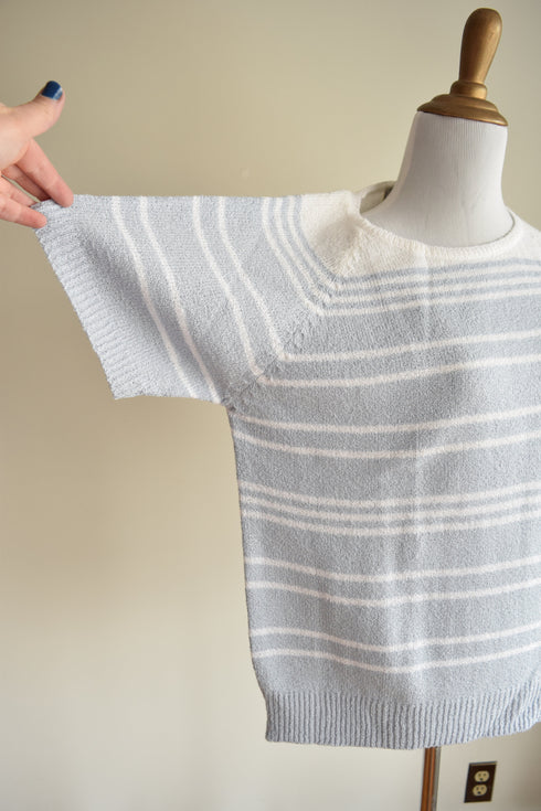Pale Blue Striped Sweater Tee