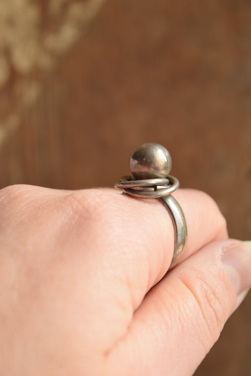 Modernist Ball Ring Size 9 with rings