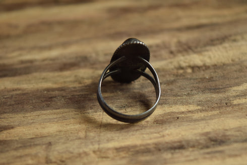 Dark Onyx Oval Ring Size 7 3/4