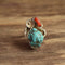 Size 7 Turquoise nugget and coral southwestern ring