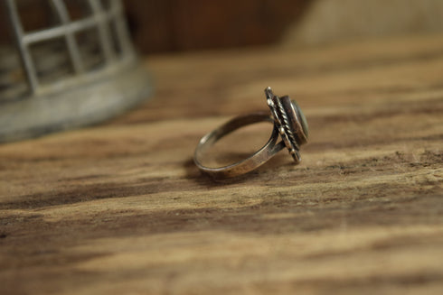 Abalone Shell Ring - Size 8 Mexican Silver