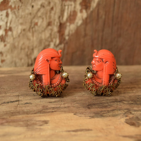 Vintage Selro Egyptian Revival Pharaoh Clip On earrings