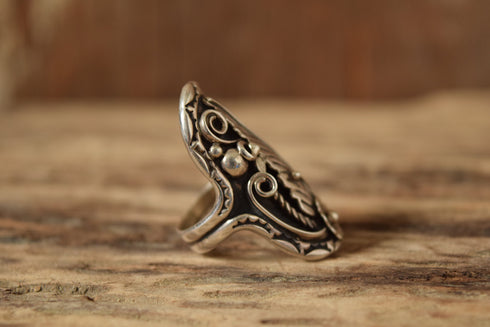 Sterling Silver Native Ring - Size 5 1/2