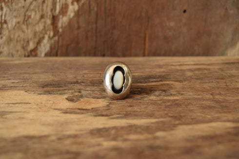 Mother of Pearl Oval Shadow Box Ring - Size 7 1/4