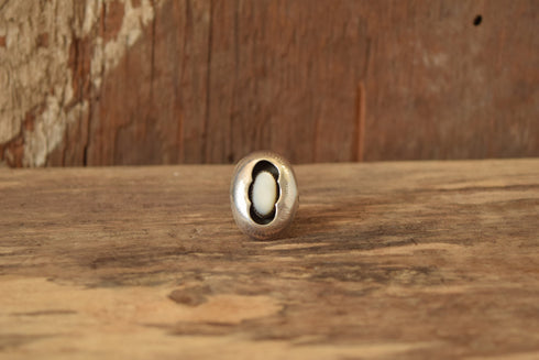 Mother of Pearl Oval Shadow Box Ring - Size 7 1/4