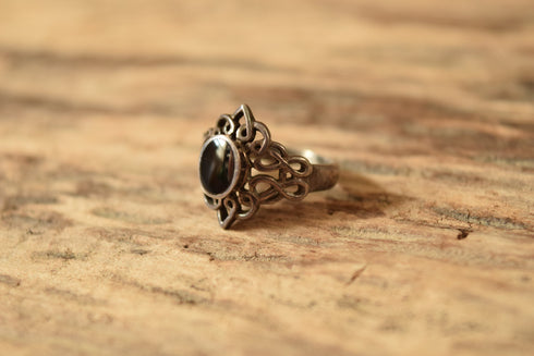 Intricate Black and Silver Ring Size 5 3/4