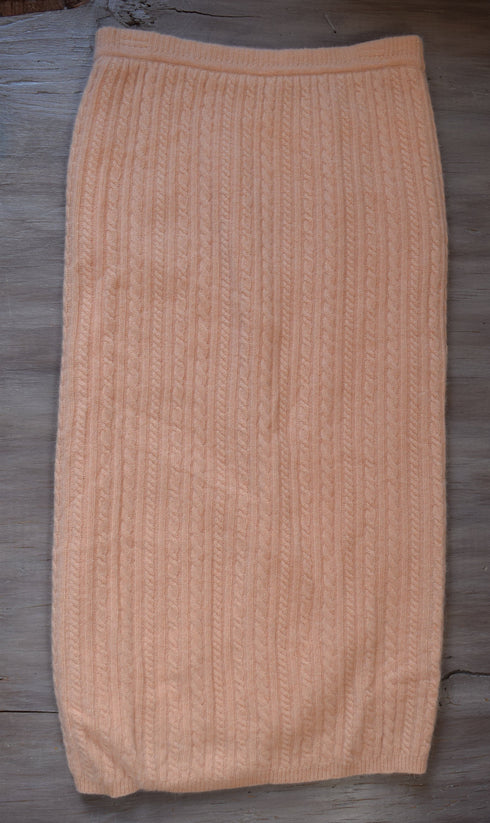 Peach Cable Knit Skirt - Lambswool & Angora Size Medium