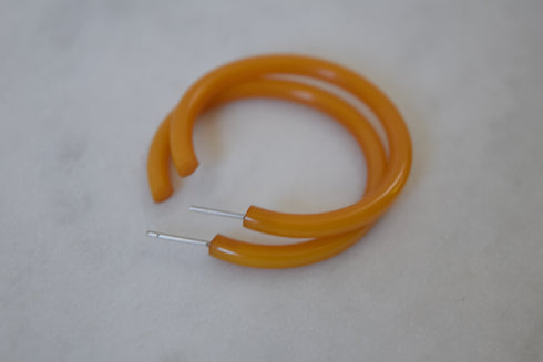 Butterscotch Hoop Earrings - Thin Bakelite Hoops