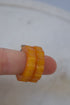 Scalloped Yellow Bakelite Hoop Clip On Earrings