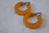 Scalloped Yellow Bakelite Hoop Clip On Earrings