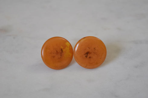 Marbled Butterscotch Bakelite Screw back Earrings