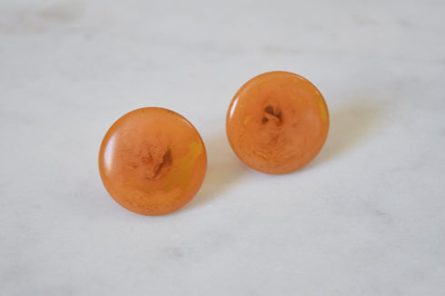 Marbled Butterscotch Bakelite Screw back Earrings