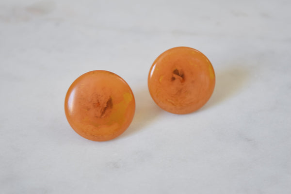 Marbled Butterscotch Bakelite Screw back Earrings
