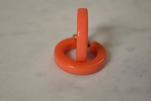 Pink Bakelite Hoop Clip Earrings  - Coral Pink