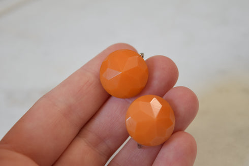 Faceted Orange Butterscotch Bakelite Screw Back Earrings