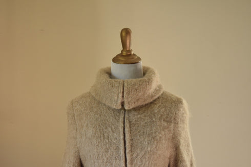 Belted Wool Coat - Small 1970's Ice Wool Neutral Coat - Made in Iceland