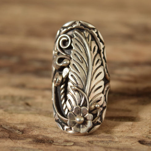 Sterling Silver Native American Shield Ring size 5.5
