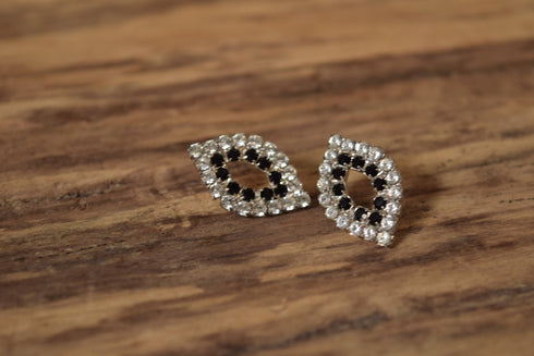 Black and White Rhinestone Stud Earrings
