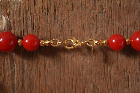 Cherry Red and Gold Holiday Party Necklace - Monet 18 inches