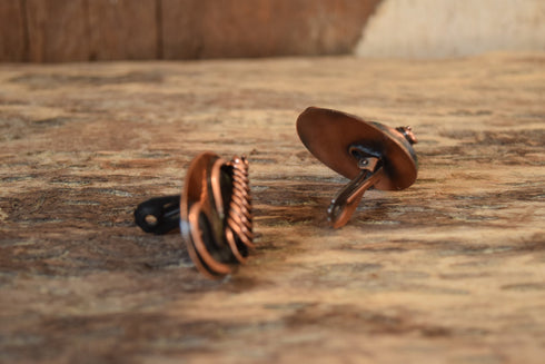 Copper Clip On Earrings - Oval Modernist