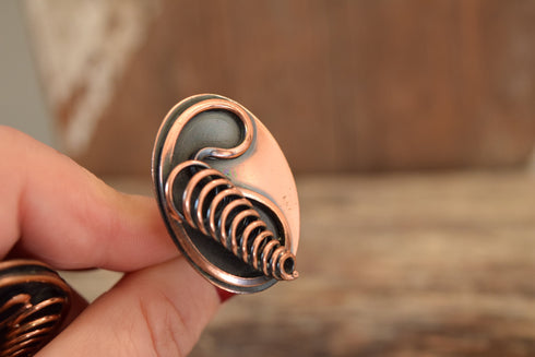 Copper Clip On Earrings - Oval Modernist