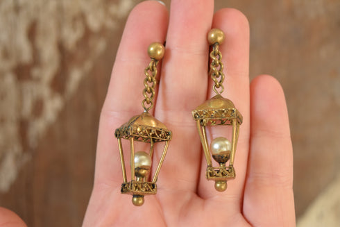 Lantern Novelty Earrings - Czechoslov Screw back Earrings