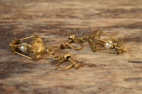 Lantern Novelty Earrings - Czechoslov Screw back Earrings