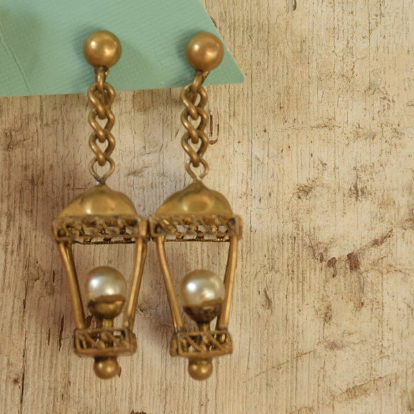 Lantern Novelty Earrings - Czechoslov Screw back Earrings