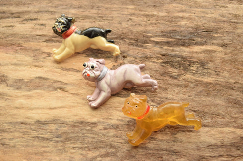 Vintage Dog Shaped Brooch - Mauve Faux Googly Eyed Dog Pin