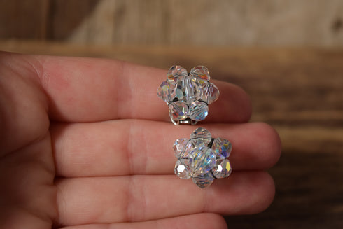 Crystal Cluster Clip On Earrings