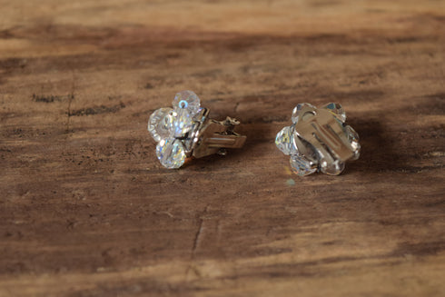 Crystal Cluster Clip On Earrings