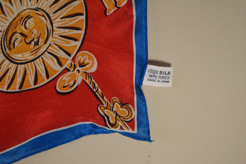 Red and Blue Silk Scarf - Astrological and Nautical